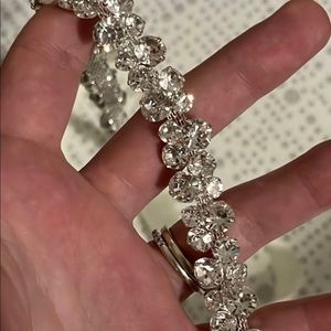 Bling accessory belt, silver with satin ribbon ties